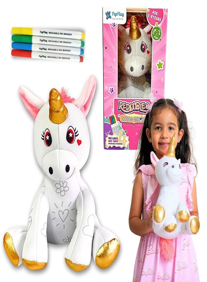 PepPlay Redoobles Doodle Unicorn - Washable & Reusable Coloring with 4 Non-Toxic Washable Markers, Travel, Sensory, Fine Motor Skills, Gift for Girls & Boys Ages 3 4 5 6 7 8 Unicorn Gift for girls - Image 1